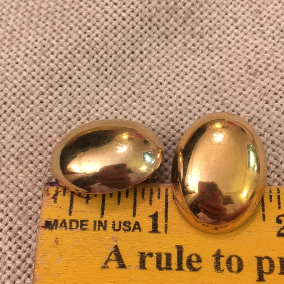 BEAU Goldplated Sterling Oval Button Clip Earrings - Picture 4 of 8